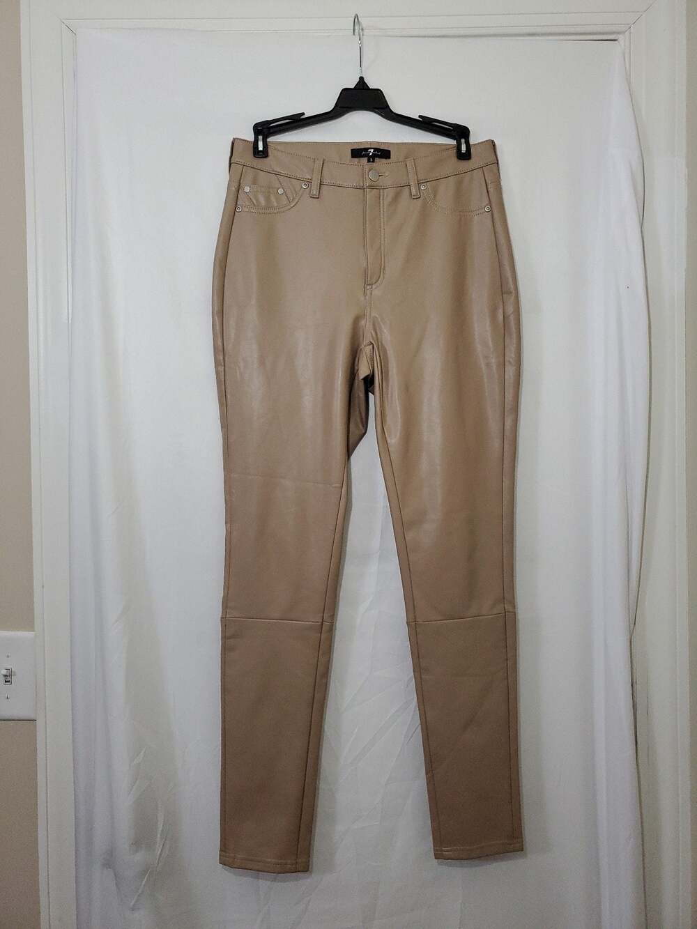 7 For All Mankind Faux Leather Skinny Pants Tan Size S
